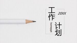 Baixe o modelo PPT de plano de trabalho minimalista com fundo de lápis branco
