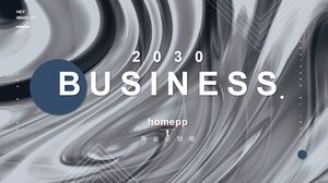 灰色の液体金属風の事業報告書のPPTテンプレートをダウンロードする