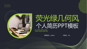 Modello PowerPoint per curriculum personale in stile geometria verde fluorescente