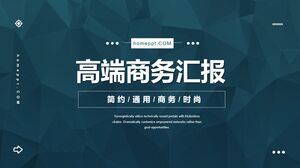 Descărcați șablonul PPT de raport de afaceri de ultimă generație cu un fundal de poligon albastru cu plan scăzut