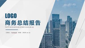 Scarica il modello PPT per il rapporto di sintesi aziendale sullo sfondo dell'edificio per uffici