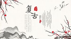 下載復古奇幻鶴背景的商業報告PPT模板