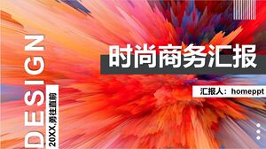 Modèle PPT de rapport d'activité à la mode avec des arrière-plans vibrants et colorés