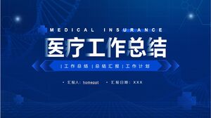 Scarica il modello PPT per il riepilogo del lavoro medico blu con lo sfondo della catena del DNA