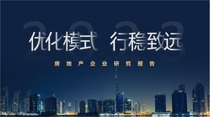 Modèle PowerPoint de rapport de recherche immobilière bleu foncé