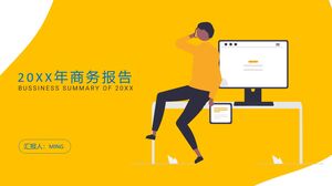 단순화 된 노란색 그림 스타일 작업 보고서 PowerPoint 템플릿