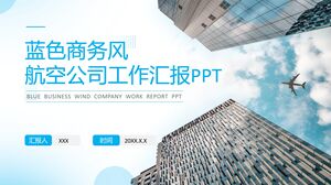 Modello PowerPoint per rapporto di lavoro blu Business Wind Airlines