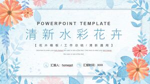 Baixe o modelo PPT para apresentação de negócios com fundo de flores em aquarela fresca