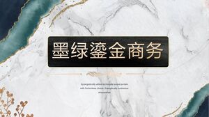 Exquisite tintengrün vergoldete Geschäftsbericht-PPT-Vorlage herunterladen