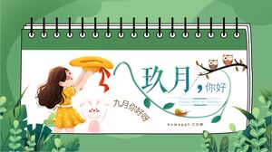 Yeşil ve Taze Eylül Merhaba PPT Şablonu İndir