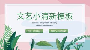 Téléchargez le modèle PPT de littérature et d'art sur fond de maquillage de fond de teint et de feuilles vertes