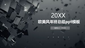 Templat PPT ringkasan akhir tahun gaya Eropa dan Amerika - hitam abu-abu putih