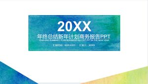 Resumen anual Plan de Año Nuevo Informe comercial PPT - Azul Verde Blanco