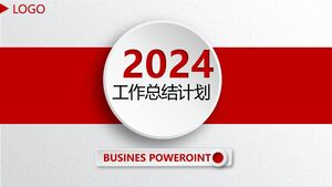 Modello PPT del piano di riepilogo del lavoro - rosso e bianco - micro stereoscopico
