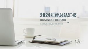 Modello PPT rapporto riepilogativo annuale - Bianco semplificato - Notebook caffè