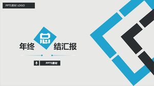 قالب PPT للتقرير السنوي - أسود، أبيض، أزرق - مربعات هندسية