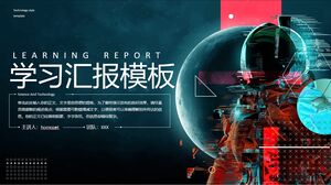 PPT template for learning and reporting on technological trends in the background of astronauts on space planets
