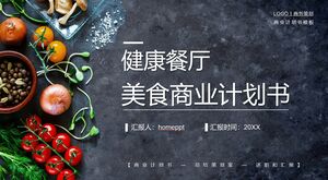 Taze sebze geçmişine sahip sağlıklı bir restoran yemek iş planı için PPT şablonu