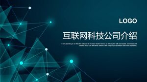 Modello PPT per società di tecnologia Internet con sfondo geometrico a linee ciano