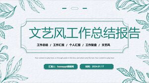 Szablon PPT dla podsumowującego raportu na temat pracy nad odświeżającym stylem artystycznym z liniami i liśćmi