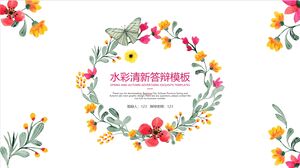 Plantilla de defensa fresca acuarela