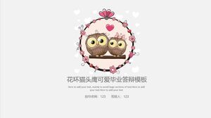 Flower wreath owl cute graduation defense template