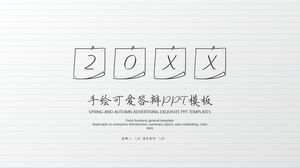 Modelo de PPT de defesa bonito desenhado à mão