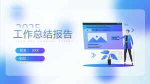 Modelo PPT para relatório de resumo do trabalho do pessoal de vendas em estilo de ilustração de vidro fosco