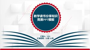 Ensino de leitura, compartilhamento de conhecimento, modelo de PPT de competição