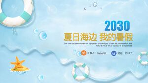 Niebieski odświeżający Summer Beach Mój letni szablon PPT