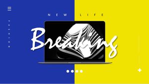 เทมเพลต PPT สไตล์ธุรกิจสไตล์ยุโรปและอเมริกาที่ตัดกันสีน้ำเงินและสีเหลือง