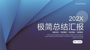Zusammenfassender Bericht über die PPT-Vorlage mit blauem minimalistischem mikrostereoskopischem Hintergrund