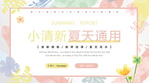 Fiori ad acquerello, foglie, sfondo, tema estivo fresco, modello PPT universale