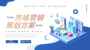 Modello PPT di pianificazione marketing in stile vettoriale blu 2.5D