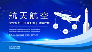 Mavi Uçak Roket Arka Plan Havacılık ve Uzay Kurumsal Tanıtım PPT Şablonu İndir