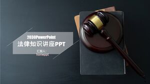 Blue Simplified Hammer Code Background Legal Knowledge Lecture PPT Template Download