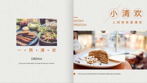 Exquisito fondo de comida occidental: Plantilla PPT de revista de comida "El sabor en el mundo es Qinghuan"