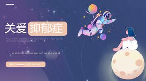 Astronauți și fete singure Fond de vis „Îngrijirea depresiei” Șablon PPT de formare pentru asistență medicală