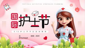 3D cartoon nurse background international nurse festival event planning PPT template