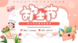 Cute cartoon nurse background nurse festival theme activity planning PPT template