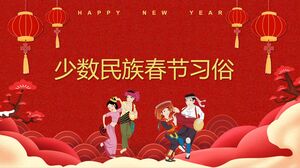 Pobierz szablon PPT dla czerwonych zwyczajów mniejszości etnicznej na Święto Wiosny