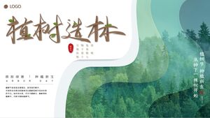 녹색 숲 배경 "나무 심기" 식목일 활동 계획 PPT 템플릿 다운로드