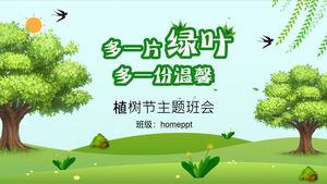 Latar Belakang Pohon Hijau "Lebih Banyak Daun Hijau, Lebih Banyak Kehangatan" Templat PPT Pertemuan Kelas Tema Hari Punjung