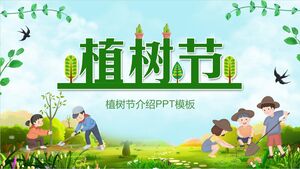 Background degli studenti della scuola primaria che piantano alberi: introduzione al modello PPT di Arbor Day