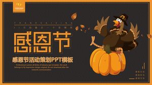 Scarica il modello PPT di pianificazione di eventi del Ringraziamento di sfondo di zucca di tacchino dei cartoni animati
