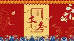 Red classical pattern background, introduction of the Beginning of Winter solar term PPT template