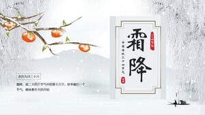 Fondo de árbol de caqui en hielo y nieve, introducción a los términos solares tradicionales, plantilla PPT