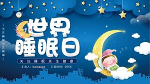 Kreskówka Światowy Dzień Snu Skoncentruj się na śnie Skup się na zdrowiu Szablon PPT