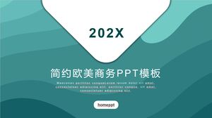 녹색 간단한 그라데이션 곡선 배경을 갖춘 유럽과 미국의 비즈니스 스타일 PPT 템플릿
