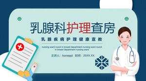 Szablon PPT do obchodów oddziału pielęgniarskiego i edukacji zdrowotnej z niebieskim tłem rysunkowym lekarza